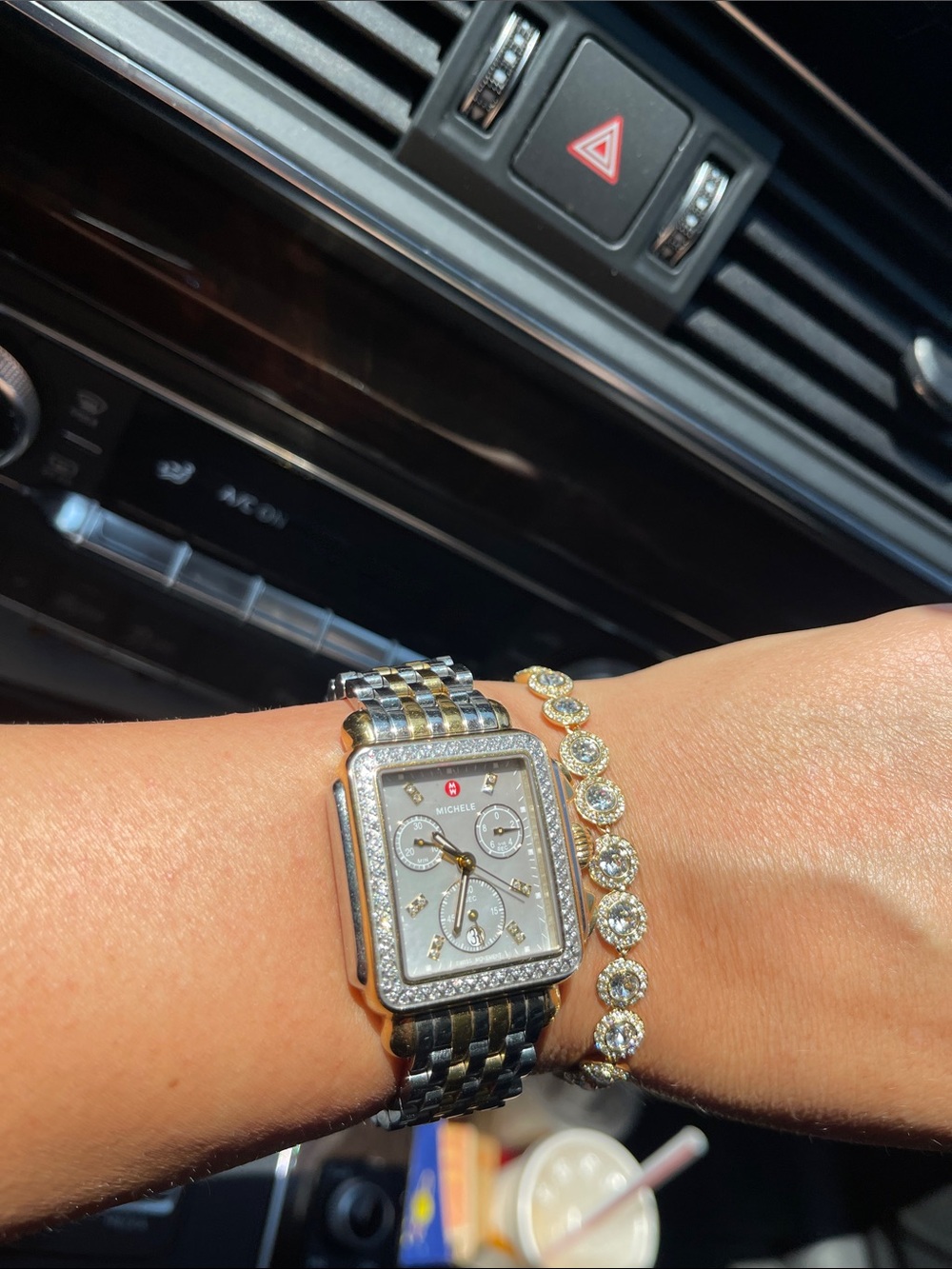 ❤️❤️❤️Michele Two-Tone Square Diamond-Trim Women’s Bracelet Watch❤️❤️❤️ - Picture 7 of 14